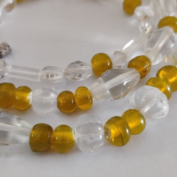 Vintage Czech Amber and Clear Glass Necklace - Picture 10 of 16